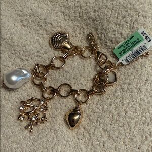 INC International Concepts Gold Charm Bracelet with Shell and Pearl